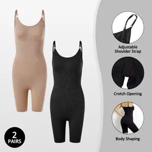 2-pack fashionable spaghetti strap one-piece body shaping garment, tight-fitting, versatile, sleeveless, summer item, available in three colors.