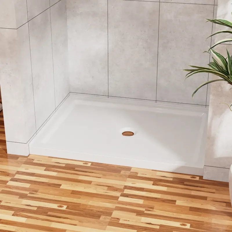 Goodyo 32"x48" Shower Base 3.5" Height Anti-slip Acrylic Center Drain Single Threshold Shower Base in White