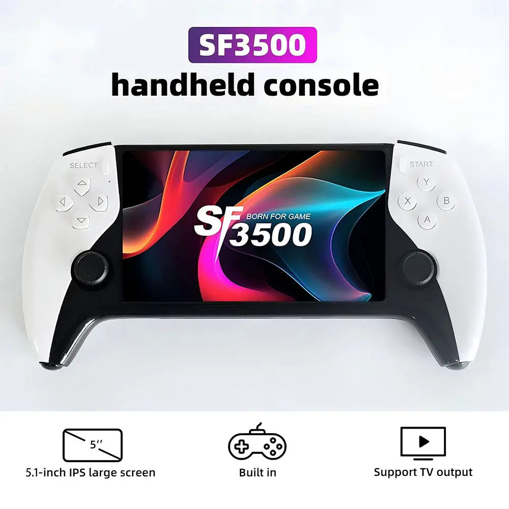 WUDS SF3500 Retro Handheld Console-Handheld Console with HD 5.1-inch IPS Screen Classic Video Supports TV Connection,14+ Emulators Protection