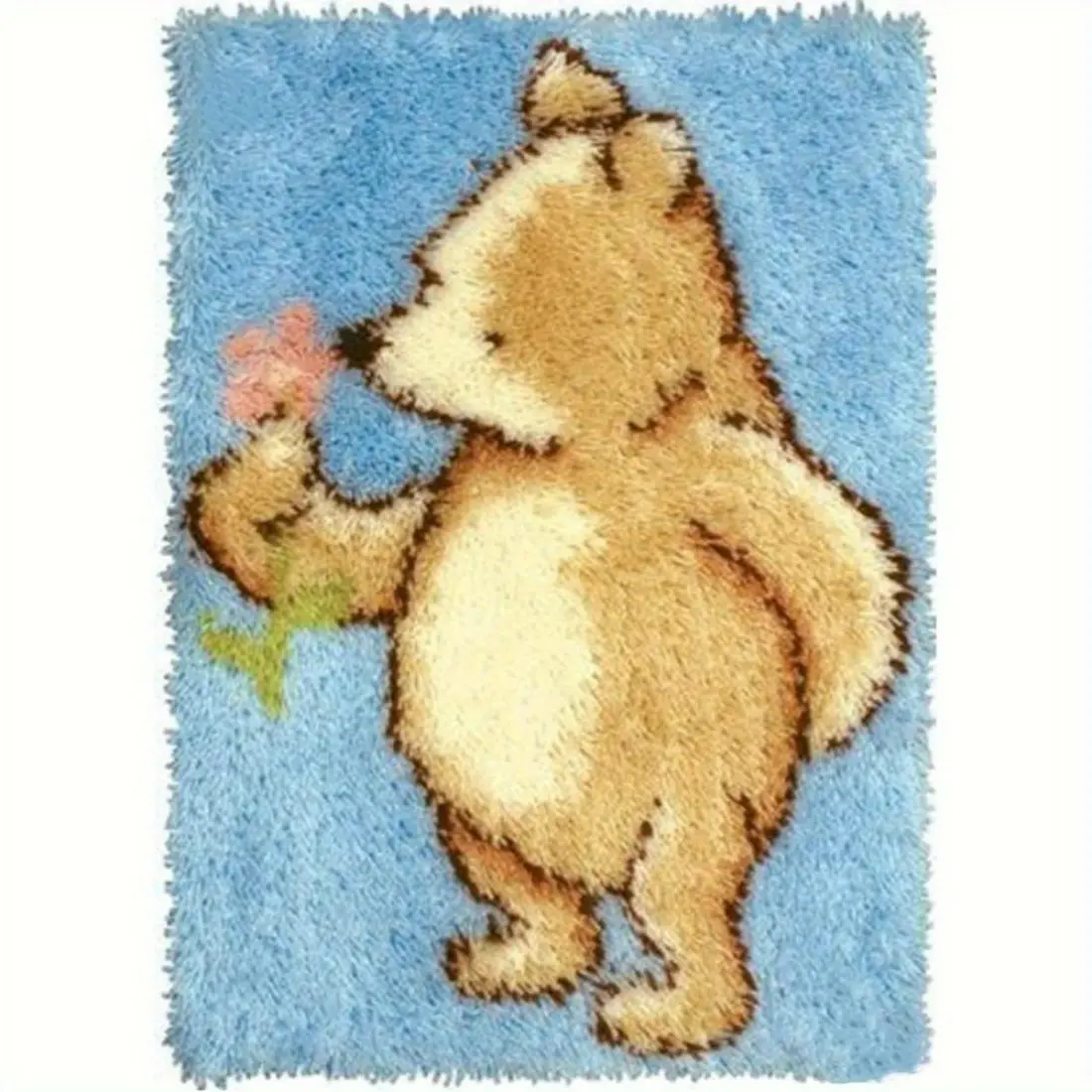 latch hook kits for adults, DIY Handmade Carpet Crochet Needlework Mat Knotted Cushion Tapestry, Color 3D Bear Pattern Pre-Printed, Embroidery Kits Decoration Festival Gift 20.47in*14.96in 52cmx38cm