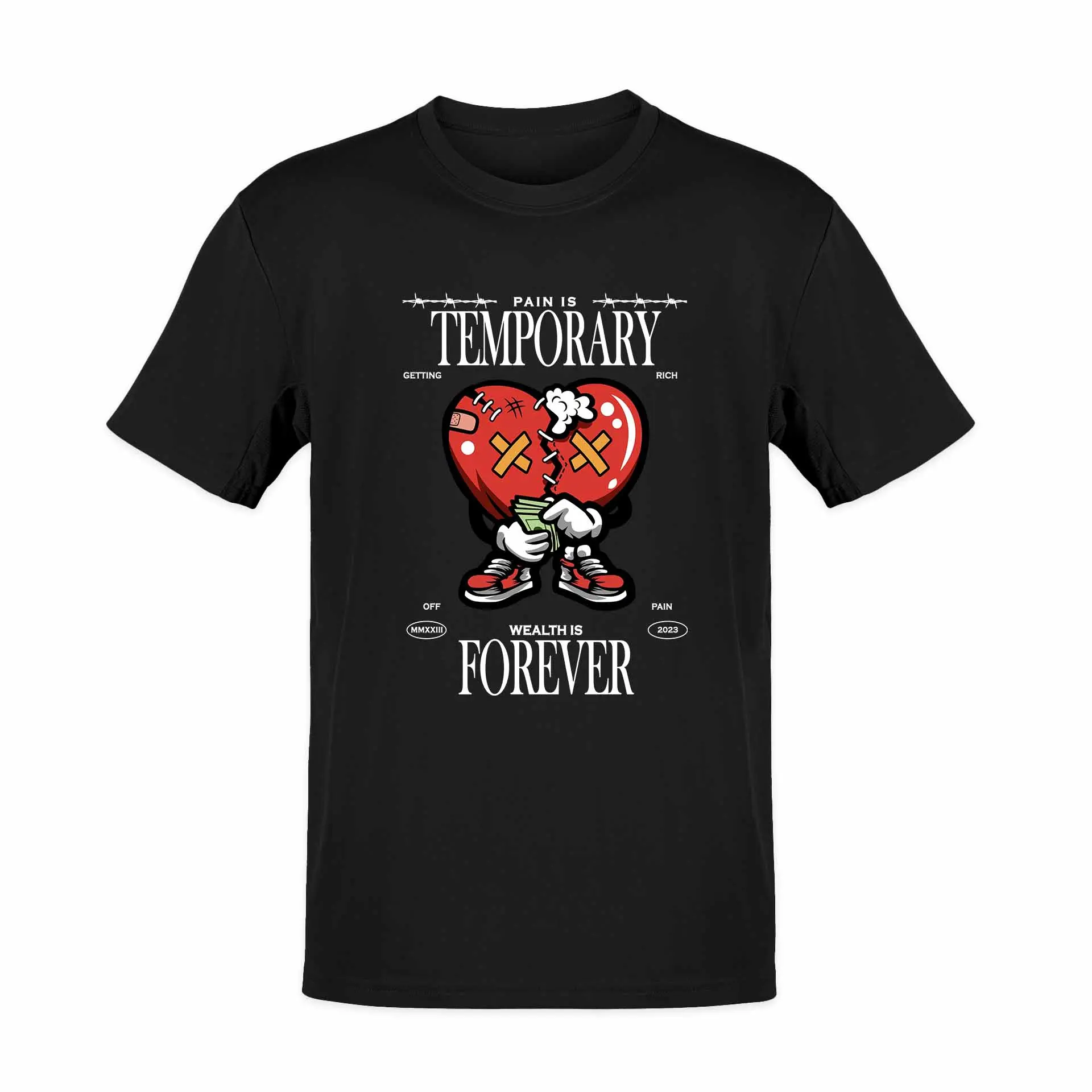 Tawny Pain Is Temporary Wealth Is Forever Unisex Soft Cotton T-Shirt S-3XL Trendy Letter Print Crew Neck Graphic Tees Clothes Tops