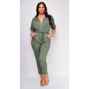 Lia Olive Green V Neck Jumpsuit Lia Olive Green V Neck Jumpsuit