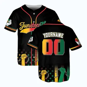 Personalized Gradient Juneteenth Baseball Jersey, Custom Name Number Jersey, Black History Month Jersey, African American Heritage Shirt #Baseballjersey