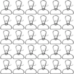 Swivel Clasp Swivel Snap Hooks Trigger Clips 1 Inch D Rings Metal Lobster Claw Clasps 40 Pcs for Making Snap Tabs, Keychain Hardware, Purse Hardware Hulless