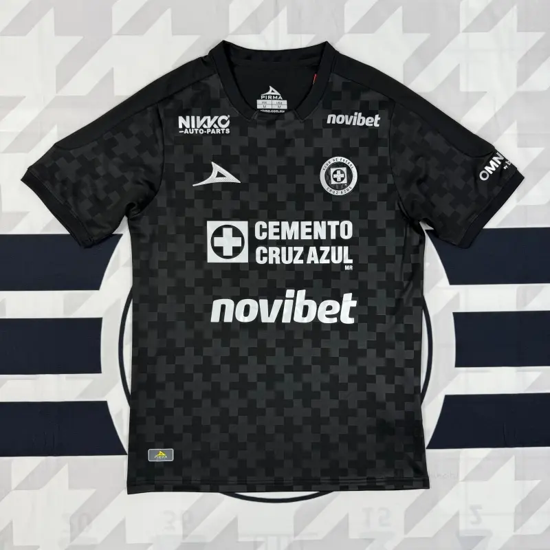 2526 Cruz Azul Third Away Black Short-Sleeve Soccer Jersey, Liga MX Professional Sports Clothing, Athletic Active Tops, Casual Sports Wear, Short Football Jerseys, Performance Multi-Size Apparel, Casual Sports Jersey