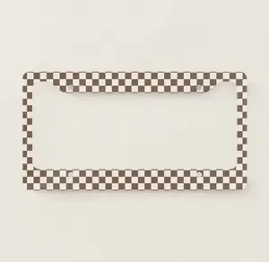 Brown Checkered Pattern License Plate Frame