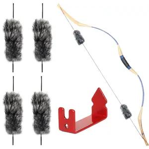 Archery Bow String Silencers - 2 Pair Otter Hide & String Separator Recurve Bow Stabilizer Bowstring Dampener for Longbow Traditional Bow Hunting Shooting Practicing