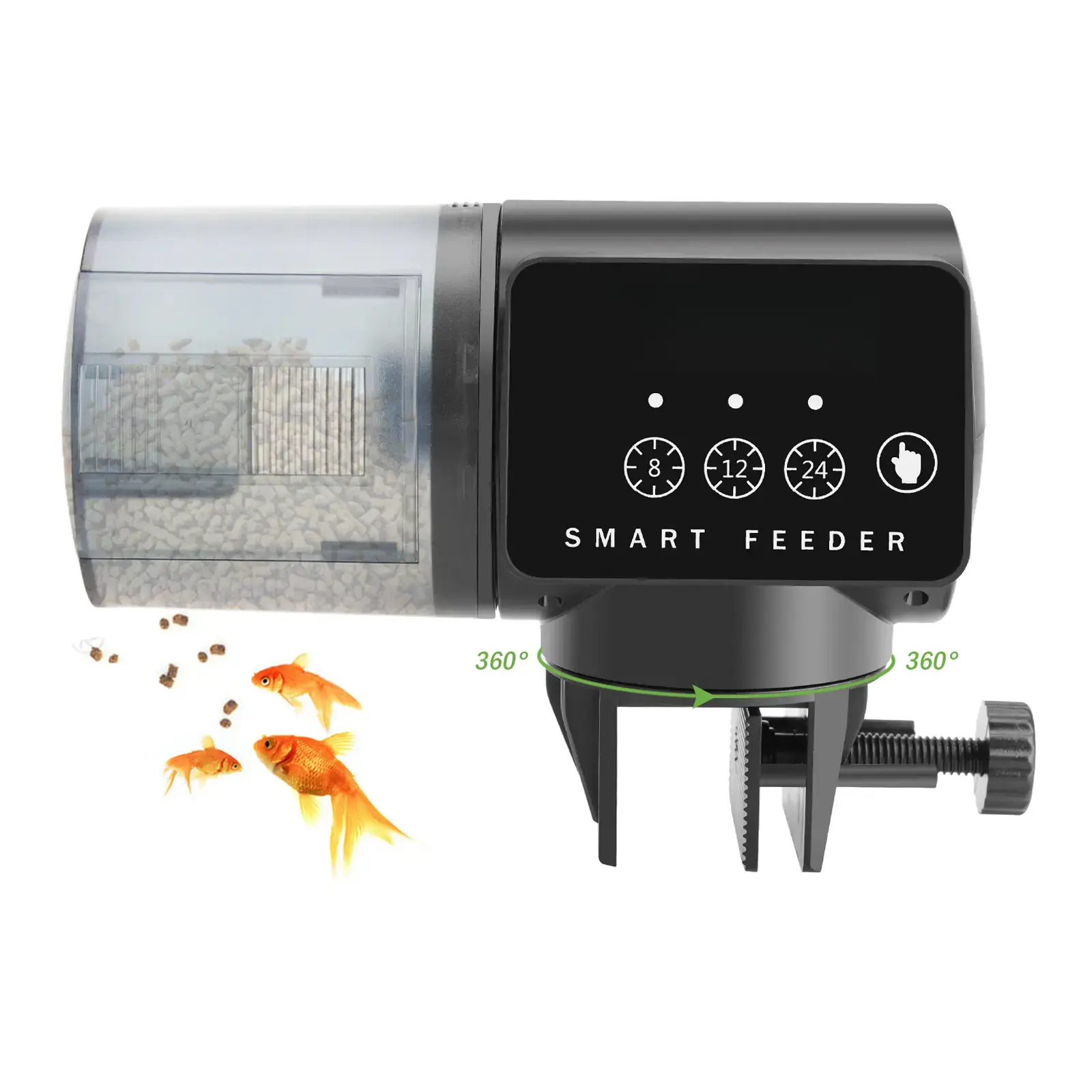 Automatic Aquarium Fish Feeder - Pet Fish Feeding Tool with Regular Dispensing, Timer Control, Adjustable Volume for Granules, Pellets, Strips