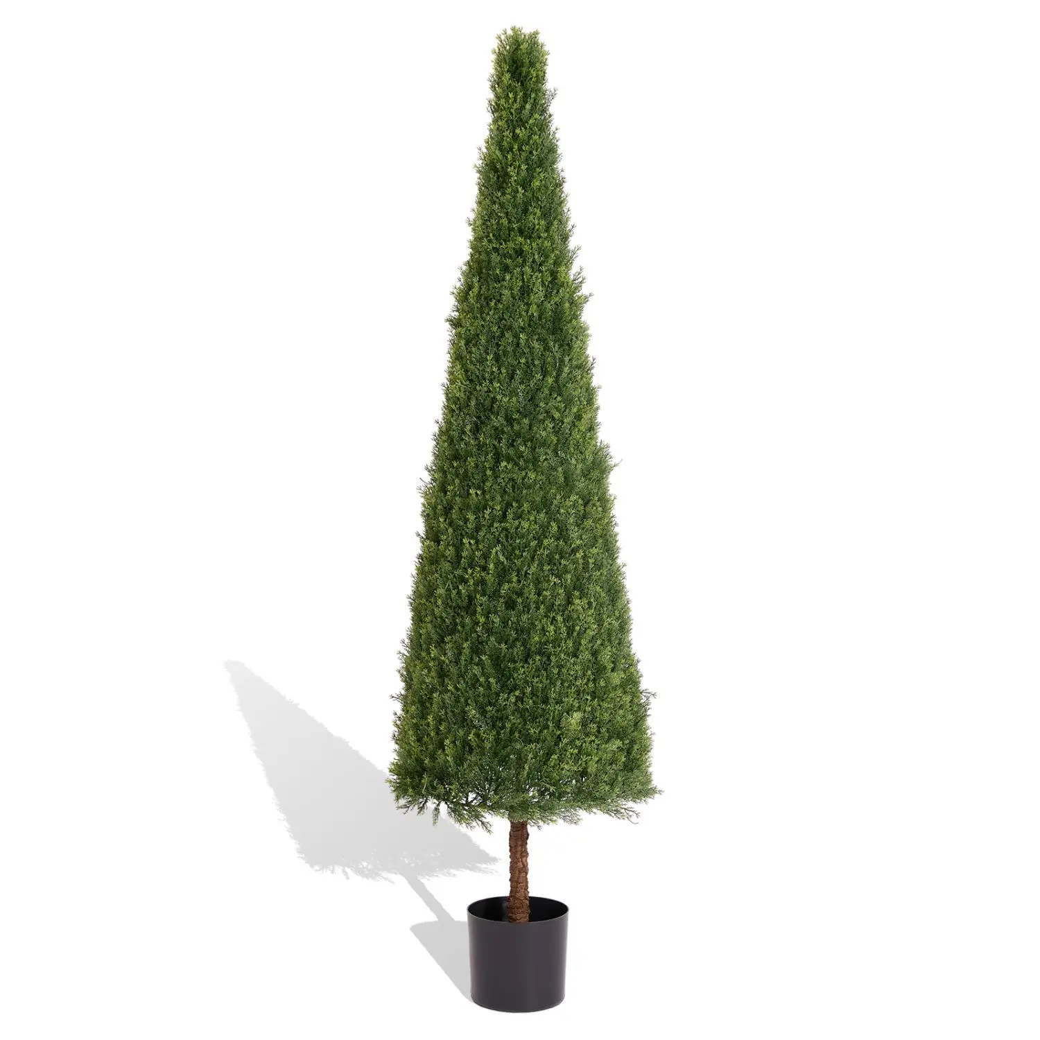 6FT Artificial Conical Topiary Trees Set of 2 – UV Resistant Faux Cedar Bushes and Evergreen Shrubs, Fake Potted Plants for Front Porch Outside Planter Decor, 1pcs/set