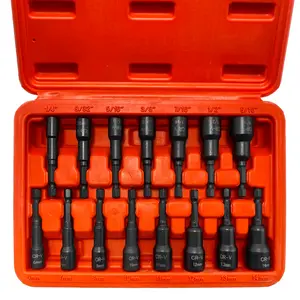 Dark Duck Magnetic Nut Driver Set - 15-Piece SAE 1/4" to 9/16" & Metric 6-14mm | Chrome Vanadium Steel | 1/4" Hex Shank