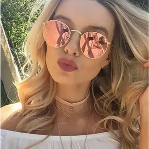 Women Retro Sunglasses - Gold, Silver Frame, Round Shape, No Polarization, Available in Grey and Tawny Colors