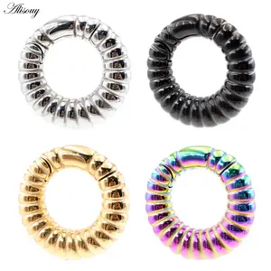Alisouy 1PC Stainless Steel Big Round Circular Ear Weights Heavy Expander Stretcher Plug Gauges Earrings Body Piercing Jewelry