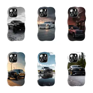 Chevrolet Silverado Pickup Truck Wavy Edge Phone Case, Soft TPU Shockproof Cover for iPhone 16/15/14/13/12 Pro Max, Multi‑Scene Truck Fan Protective Case