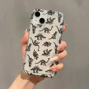 1 transparent dinosaur fossil TPU material anti-drop case with precise hole positioning and full protection, suitable for Apple iPhone cases iPhone6/7/8/X/11/12/13/14/15/16 pro/16 Pro max/16plus