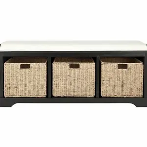 Varielle 47"W Storage Bench - black/ivory