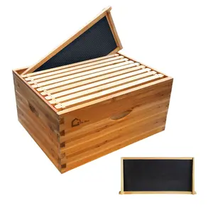 10-Frame Wax Coated Bee Hives Deep Box, Langstoth Deep Brood Bee Box Dipped In Beeswax Includes Beehive Frames for Beekeeping Supplement