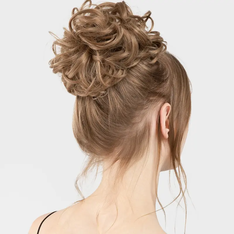 Female Synthetic Artificial Hair Messy Curly Hair Bun Piece - Elastic Band, Effortless Daily Use Accessory, Adds Volume, Instant Chic, Fast Fix, Special Occasion Wavy Extension,familyfun