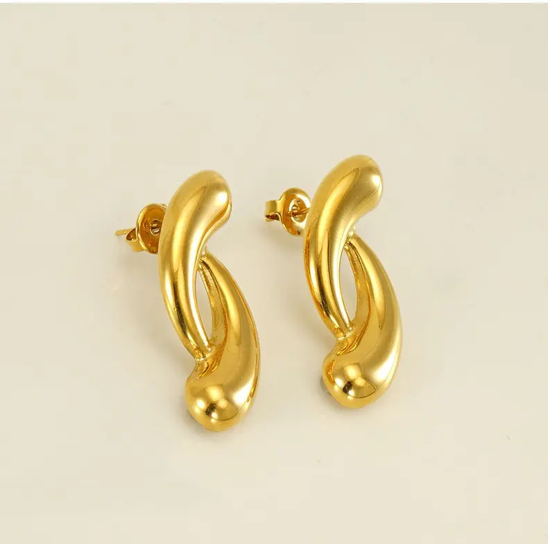 1 pair/18k golden plated irregular cross geometric shaped earrings, earrings for women, gifts for girls