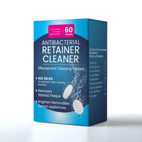 PICKZONE Extra Strength Denture Cleanser Tablets - 120-Pack Oral Care Tool with Hydrogen Peroxide, Amylase Plaque Remover, Fast Stain & Odor Eliminator, Benzalkonium Chloride, Safe for Aligners, False Teeth, Braces, Mouth Guards, Teeth & Bracket Cleaner