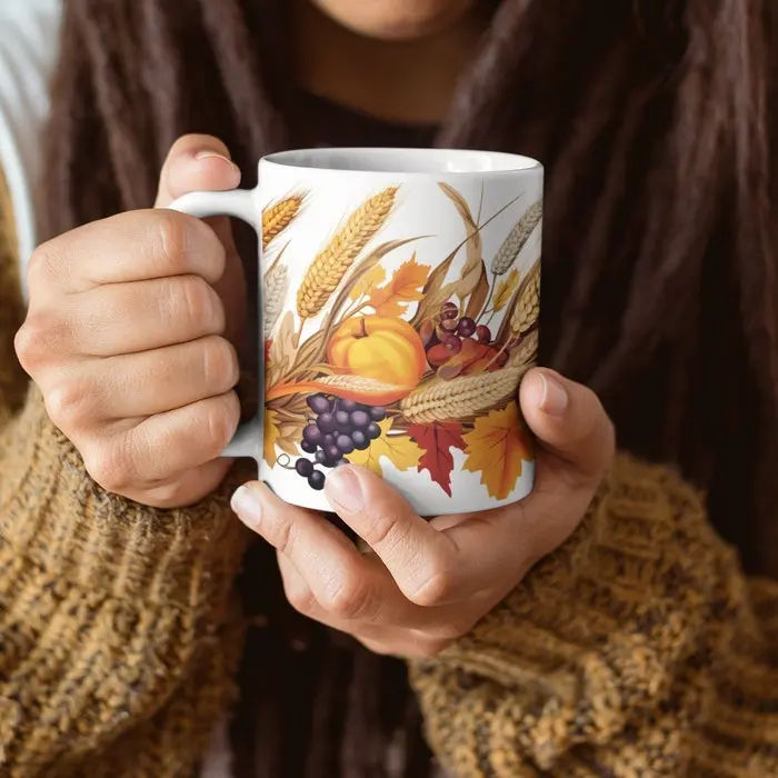 Thanksgiving Harvest Mug, 11oz Fall Coffee Mug, Autumn Mug, Fall Harvest, Cornucopia Mug, Cozy Home Decor, Cozy Fall Vibes, Cornucopia