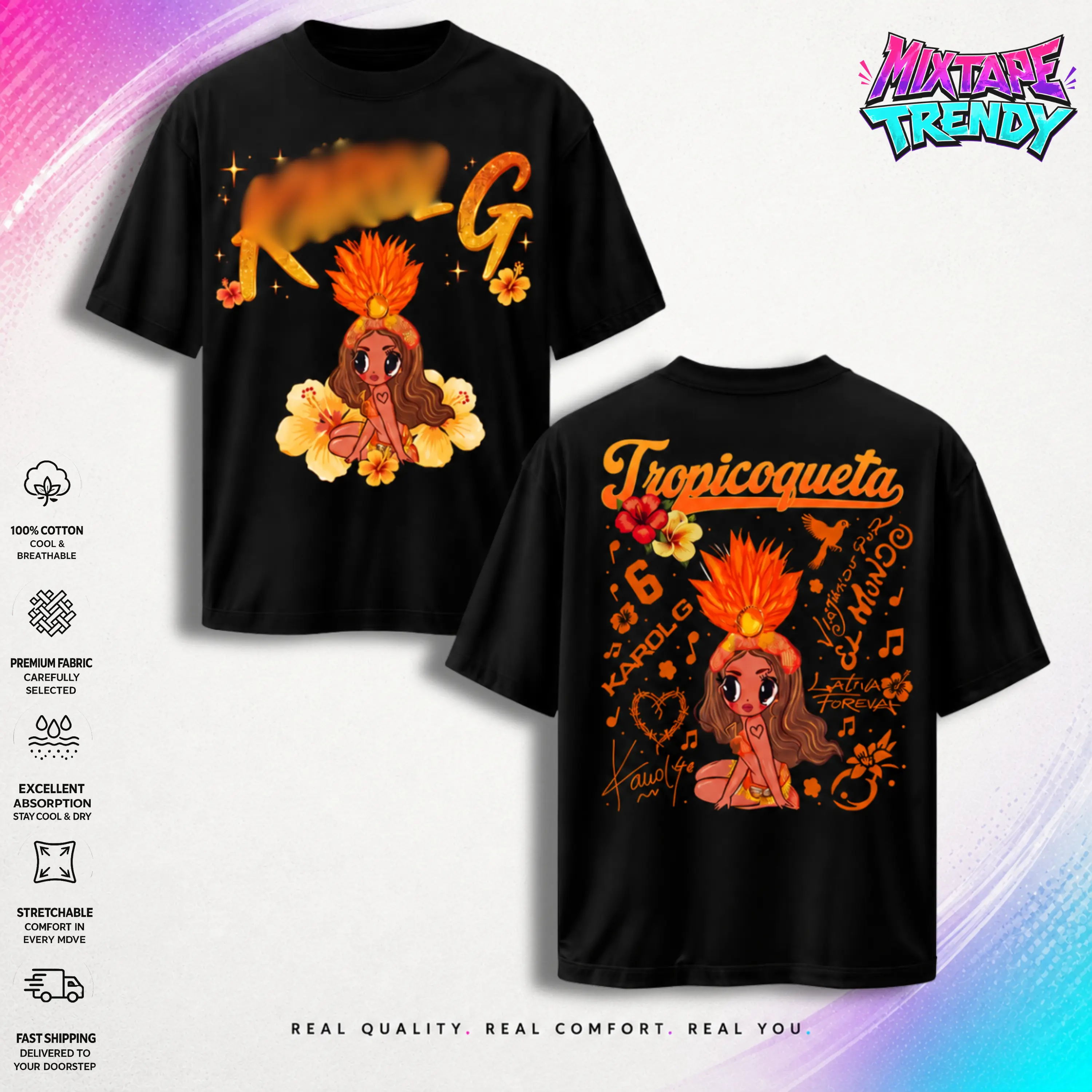KG Tropitour Date 2026 T-Shirt, Viajando Por El Mundo Tour Vintage Unisex Graphic Tee - Top Trendy Y2K Classic Streetwear Gift La Bichota Latin Music Fans