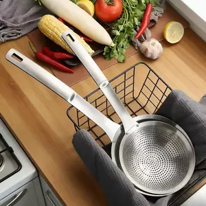 304 Stainless Steel Slotted Spoon for Safe Cooking, Multi-Function Kitchen Strainer for Fried Foods, Dumplings, and Vegetables