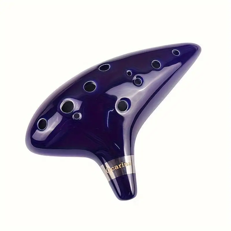 12 Hole C Key Ocarina, Unique Ceramic Ocarina with Accessories, Musical Instrument for Beginners, Wind Instrument for Home & School, Christmas Gift, C