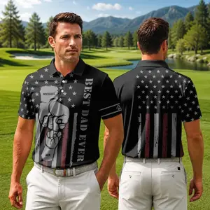 Custom Best Dad Golf Polo Patriotic American Flag Shirt