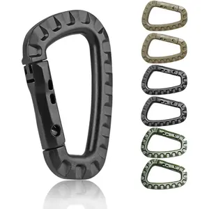 Tactical Gear Clips Plastic Carabiner Keychain Clip D-Rings Spring Snap Hook for Backpack, Molle System, Bag, Key Chain