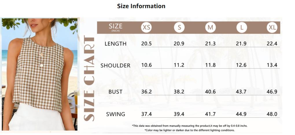 IDEALSANXUN Womens Gingham Crop Tank Tops 2026 Spring Summer Sleeveless Vest Top Flowy Ruched Floral
