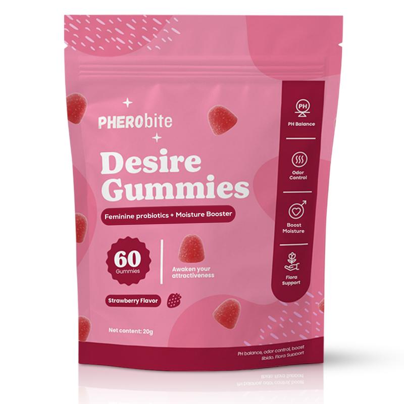 Desire Gummies - Feminine Probiotics+Moisture Blend 60 Gummies for PH Balance Odor Control and Flora Support