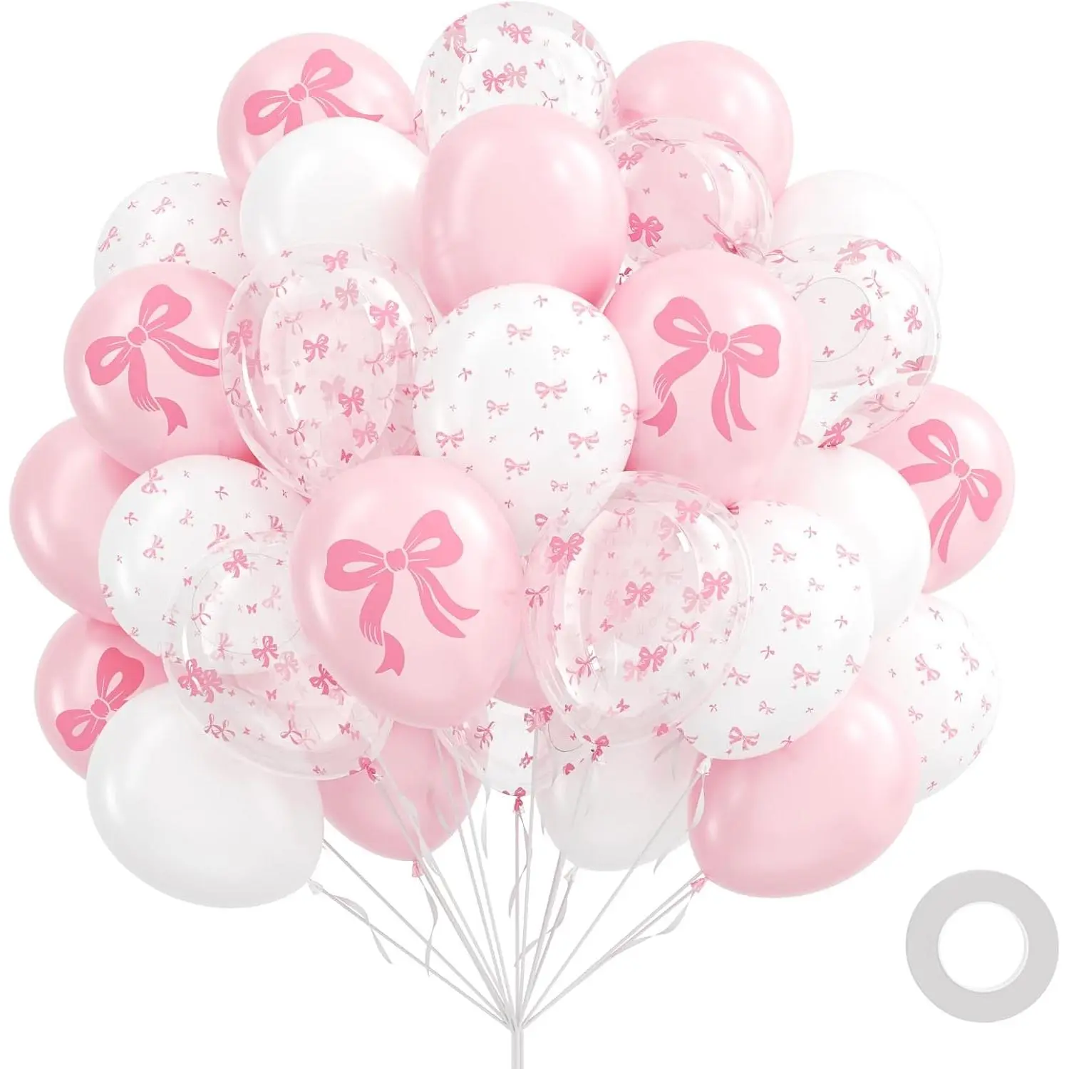 60 count  Bow Balloons 12inch,  White Clear Bow Balloons for   Shower Bridal Shower Birthady Party Decorations