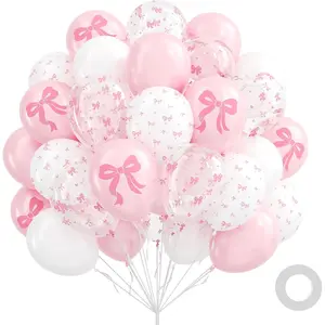 60 count  Bow Balloons 12inch,  White Clear Bow Balloons for   Shower Bridal Shower Birthady Party Decorations
