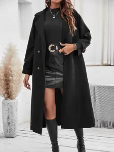 Women's Lightweight Long Trench Coat Without Lining Casual Breathable Fall and Winter Outerwear, Fitted Woven Fabric Jacket for Stylish Looks, Casual Fashionable Outerwear