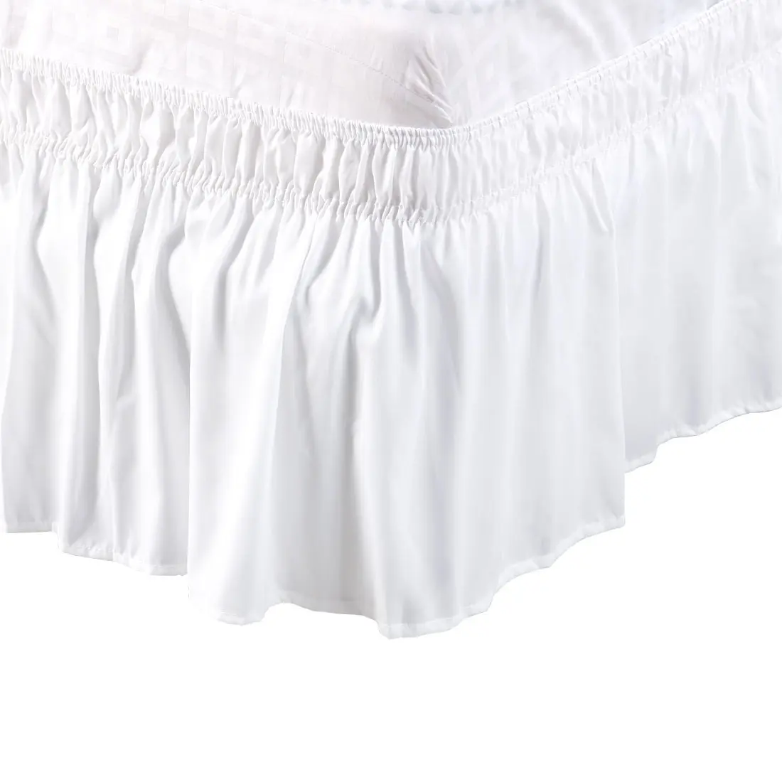 PiccoCasa Bed Skirt Wrap Around Bedskirt Three Fabric Sides Elastic Dust Ruffle, Easy Fit with 15 Inch Drop