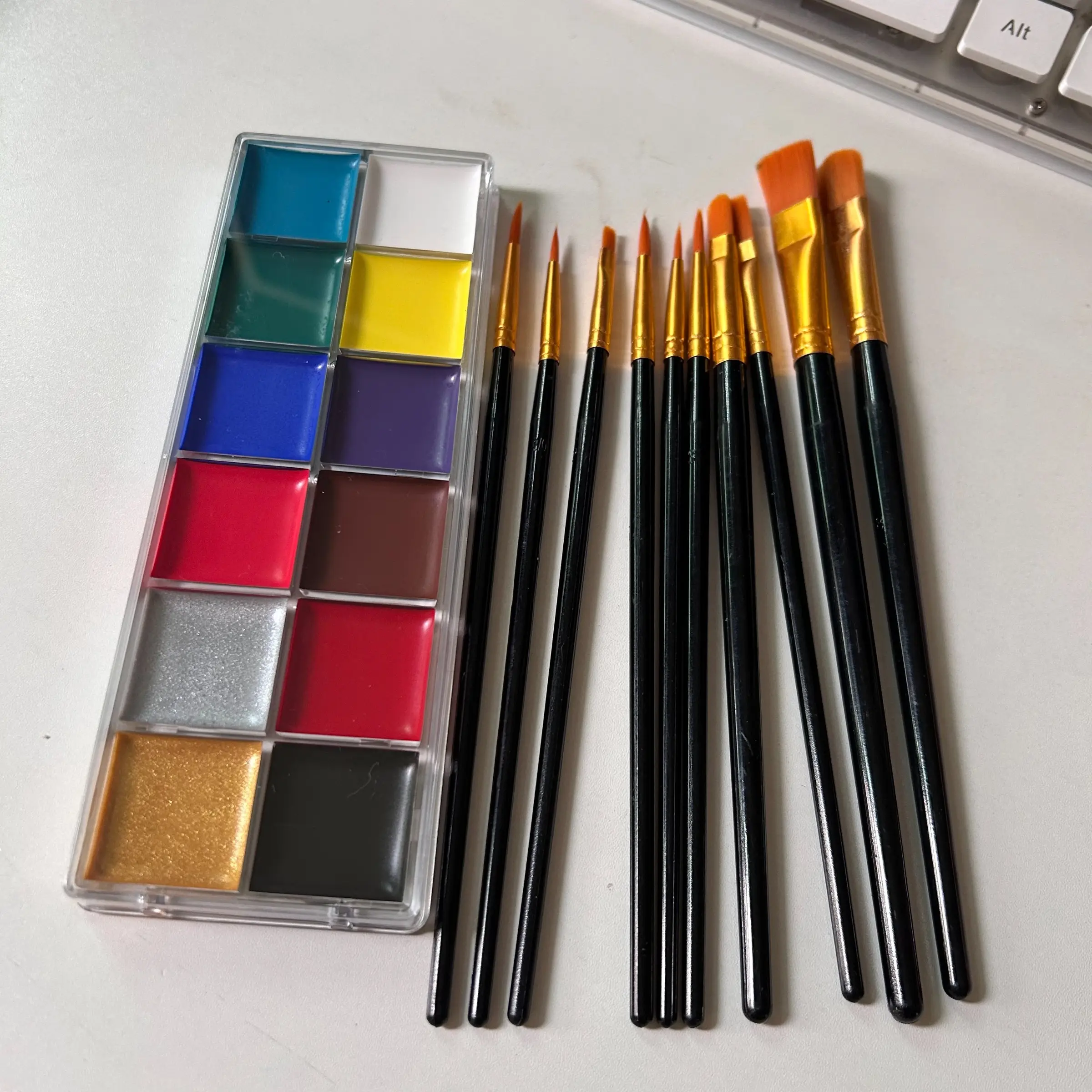 20 Color Face Painting Set, Face Body Paint, Includes 10 Brushes, Washable, Non-Toxic Water-Based, Adult Use, Halloween, Cosplay, Party, Festival, Temporary Body Paint