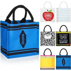 6 Pcs Teacher Appreciation Gifts Mini Canvas Tote Bag with Handle Bulk Teacher Mini Burlap Reusable Bag Gift for Women Graduation Office Retirement Party Favor