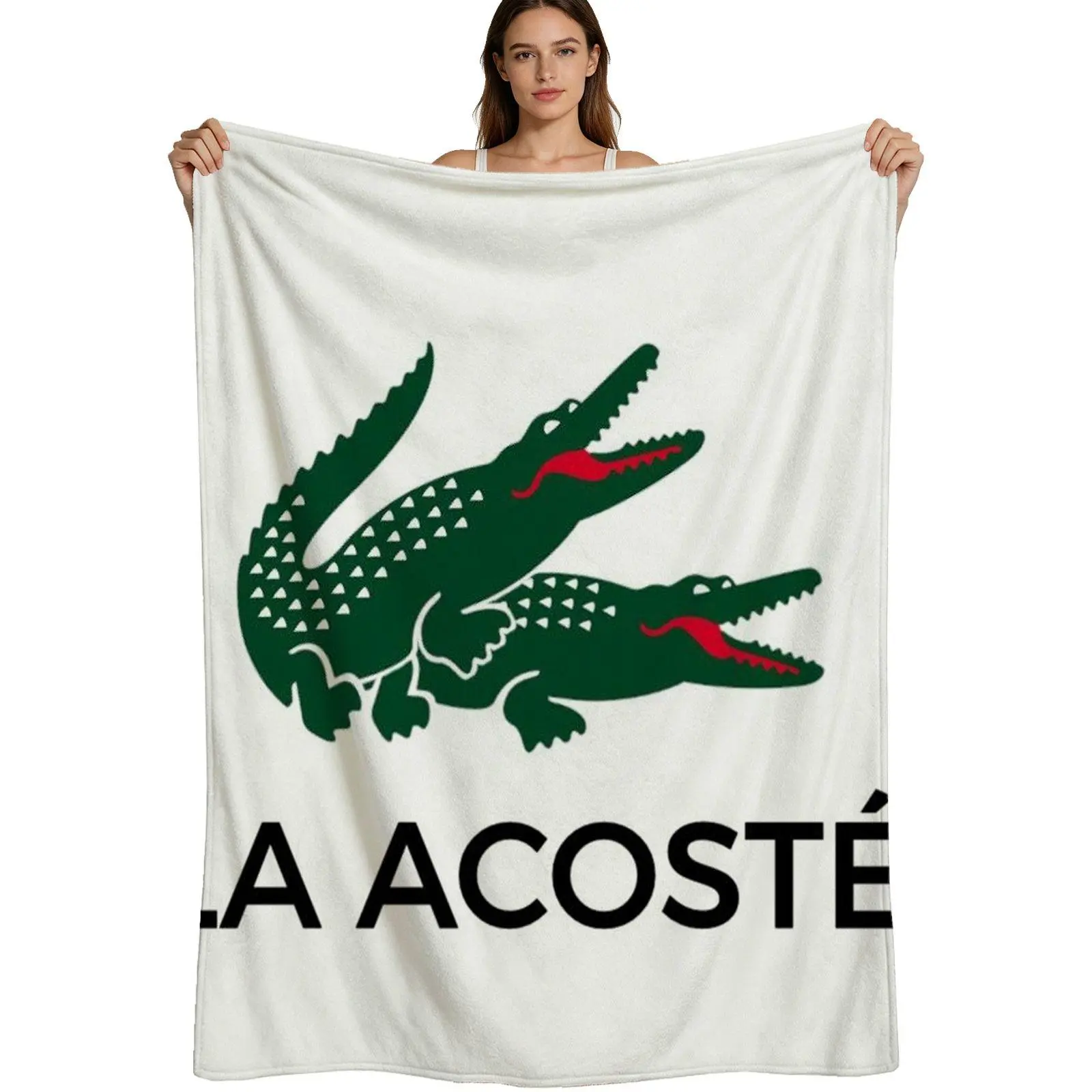 Luxury Style, Warm Flannel Blanket, Iconic Green Crocodile Pattern, Soft Plush Fabric Detail, For Home Sofa Or Bed Use, 4 Sizes Available Single Pack