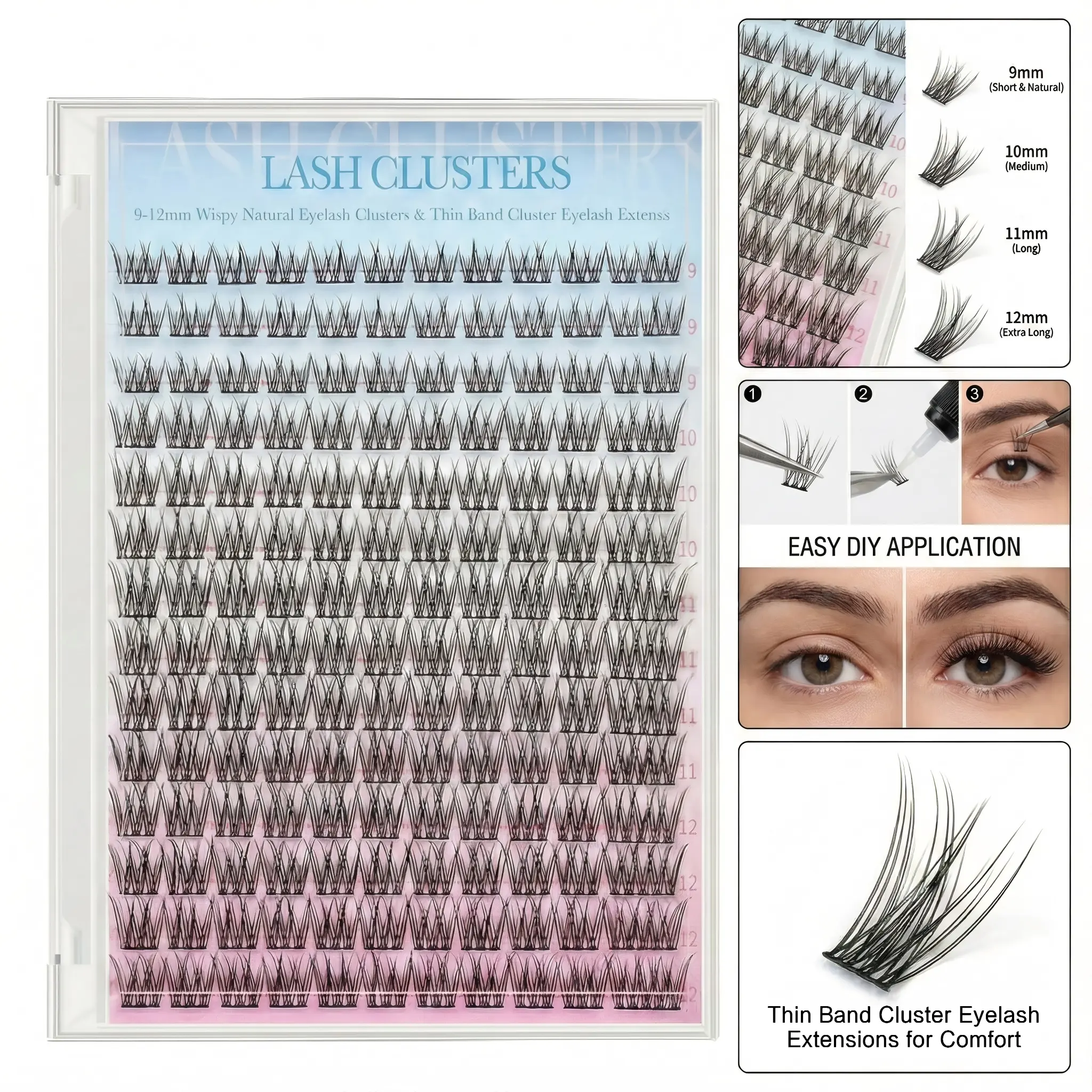Diy Lash Extension Natural Cluster Lashes Kit168 Pcs - Mixed Lengths,DIY with Lashes Bond and Seal, Tweezers Included lash map clusters magnetic eyelashes bottom lash clusters wispy lashes lash clusters naturalcurlylashes natural lash Cosmetic