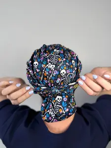 DuoStyle Scrub Hat - Skeleton Flowers