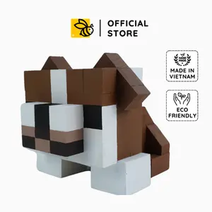 "Bull Dog Wooden Model, Unique Bull Dog Pixel Block, DIY Minecraft decor, Custom Handmade Gift & DIY Coloring Kit, Gift for him, Gift for her "