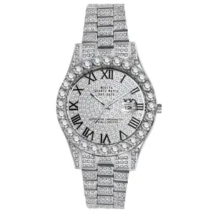 OIDEA Men's Ultra-Light Rhinestone Diamond Watch: Luxury Roman Numeral Quartz Analog Watches for Men Waterproof Date Wrist Watch Business Casual Dress Watch Iced Out Watch