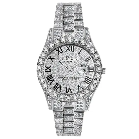 OIDEA Men's Ultra-Light Iced Out Quartz Analog Dress Watch - Round Face, Luxury Roman Numerals, Date Function, Business Casual Fashion Accessory, BF Birthday Gift for Guys, Dress Watches, Bf Birthday Gifts