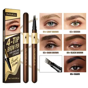 4-Tip Microblade Brow Pen, Waterproof & Sweat-Proof, Quick-Drying, Natural Hair-Like Wild Brows, Long-Lasting Smudge-Proof, Beginner-Friendly, Easy to Shape Brows