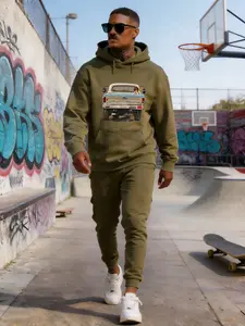 Men's Cotton Camel Hoodie & Sweatpants Set 2026 New Arrival  Long Sleeve Tracksuit Daily Wear Simple Comfortable Sports Suit Casual menswear