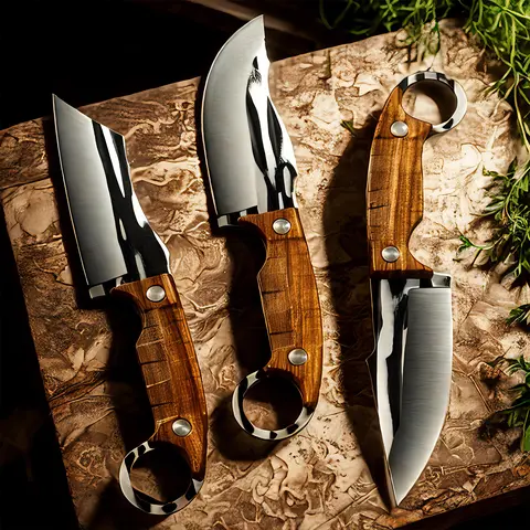 Professional 3-Piece Stainless Steel Boning Knives | Restaurant-Grade PP Handle | Multi-Purpose for Meat & Fruit (Sheath Not Included)