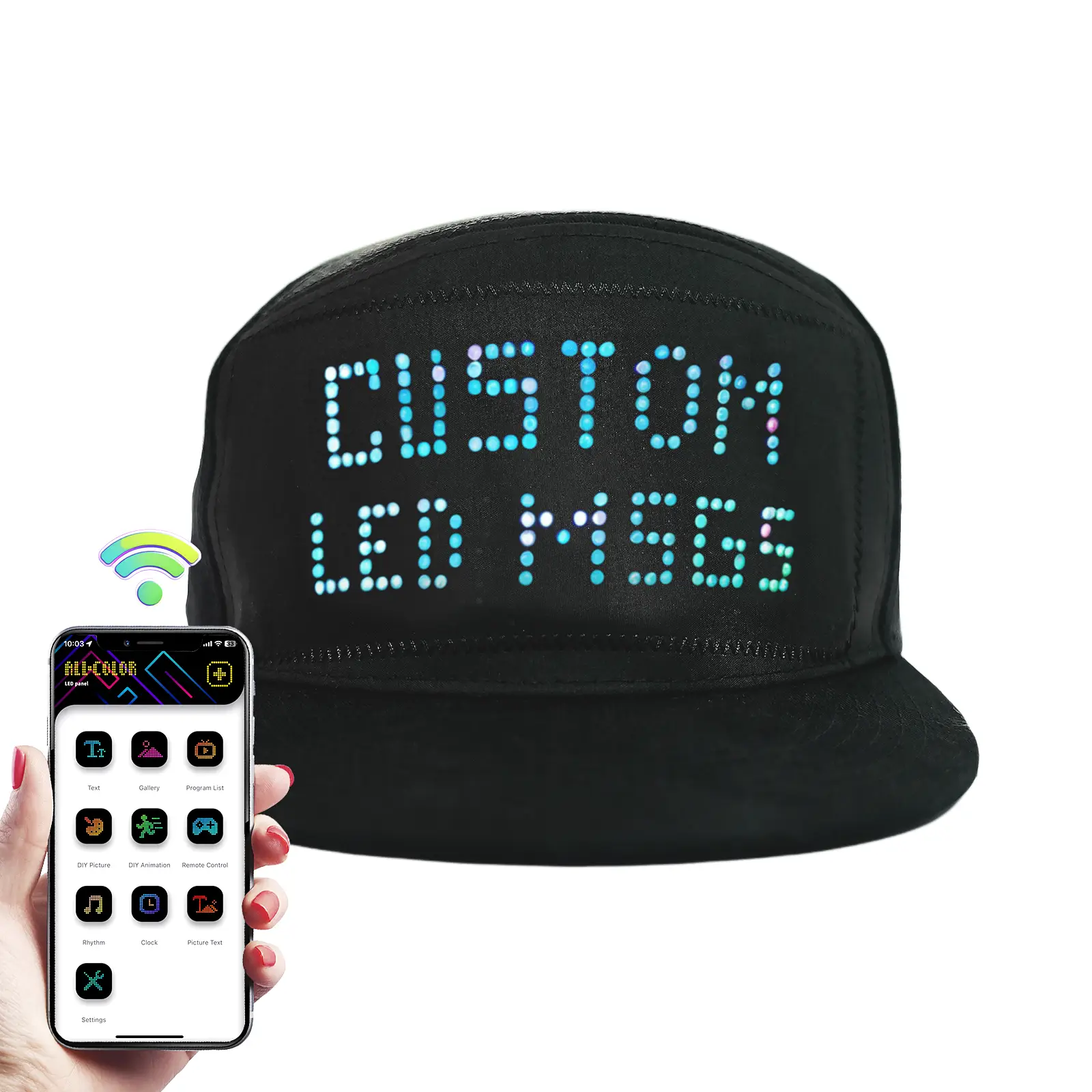 MasterAkoh Customizable LED Hat Baseball Cap with Bluetooth-16x32 Bright Display Your Message in Full Color Perfect for Parties Events and Gifts Machi