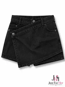Vintage Wrap Waist Denim Skort ( Stretchy Overlap)