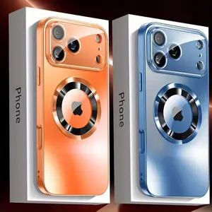Luxury Glass Camera For Magesafe Magnetic Wireless Charge Case For iPhone 17 16 15 14 13 12 11 Pro Max Air Plus Shockproof Cover Smartphone