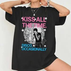 Harry Styles Disco T-Shirt, Kiss All The Time Retro Print Tee